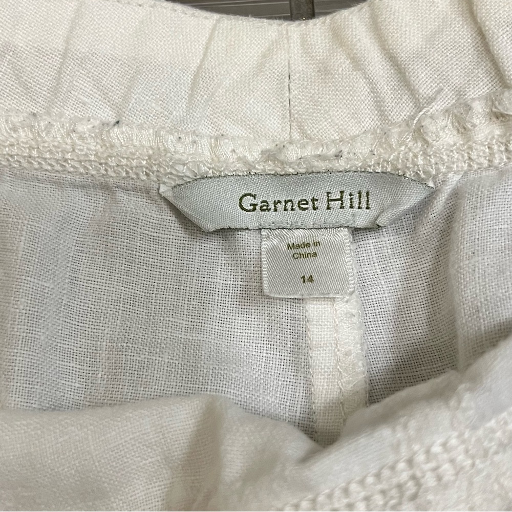 Garnet Hill Women's 100% Linen White Drawstring Pull On Shorts lightweight - Picture 7 of 13